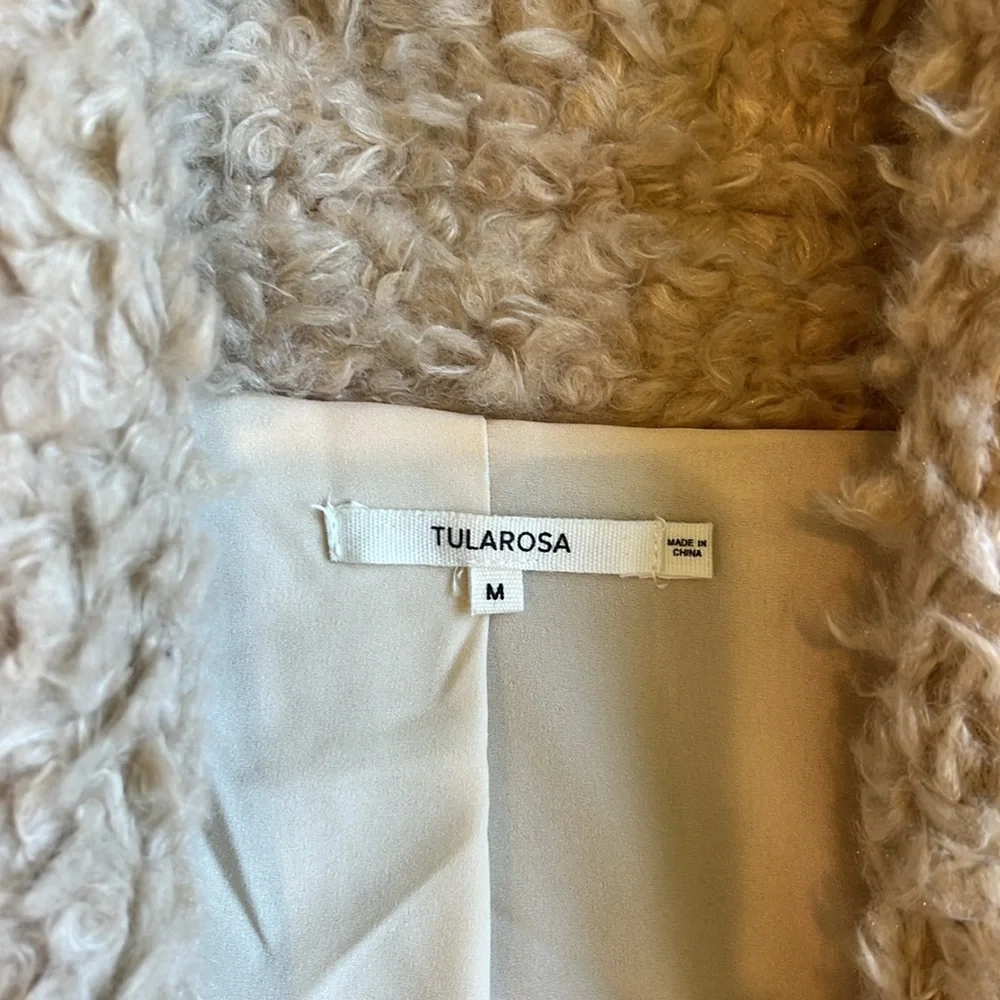 Tularosa Teddy Open Cardigan Sweater Jacket- NWT- Tan Cream- Size Medium - Picture 4 of 9